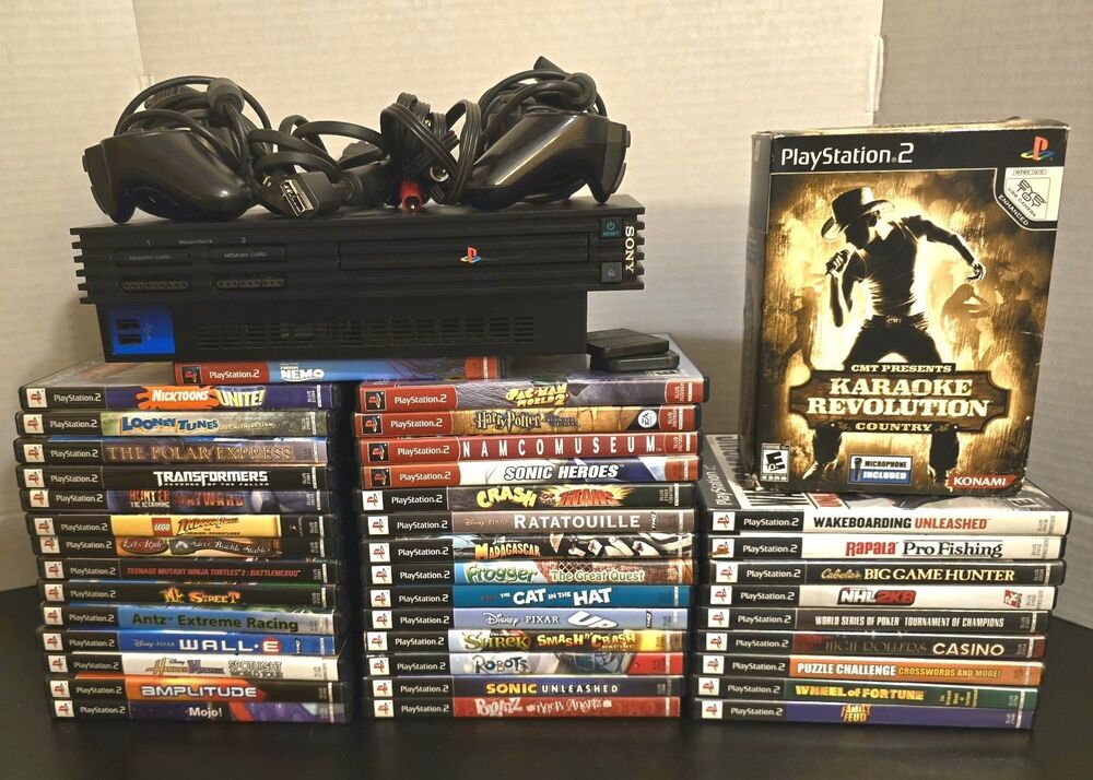 PlayStation 2 Complete System 38 CHILD games / Karaoke No Scratch All Inserts